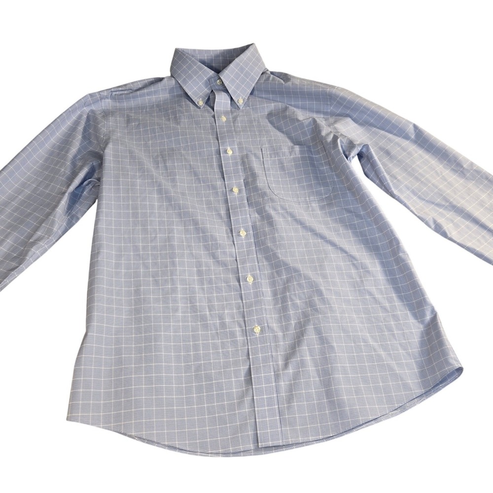 Brooks Brothers Regular Fit Non-Iron Stretch Supima Cotton Shirt Blue Check 15.5